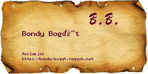 Bondy Bogát névjegykártya
